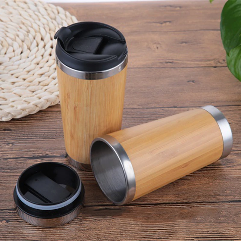 

Bamboo shell stainless steel office coffee cup fashion gift cup bamboo shell water cup creative business water cup
