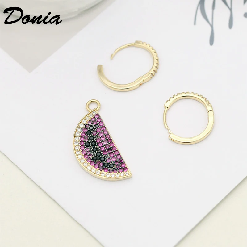 Ювелирные изделия Donia модные серьги арбуза асимметричные микро инкрустированные