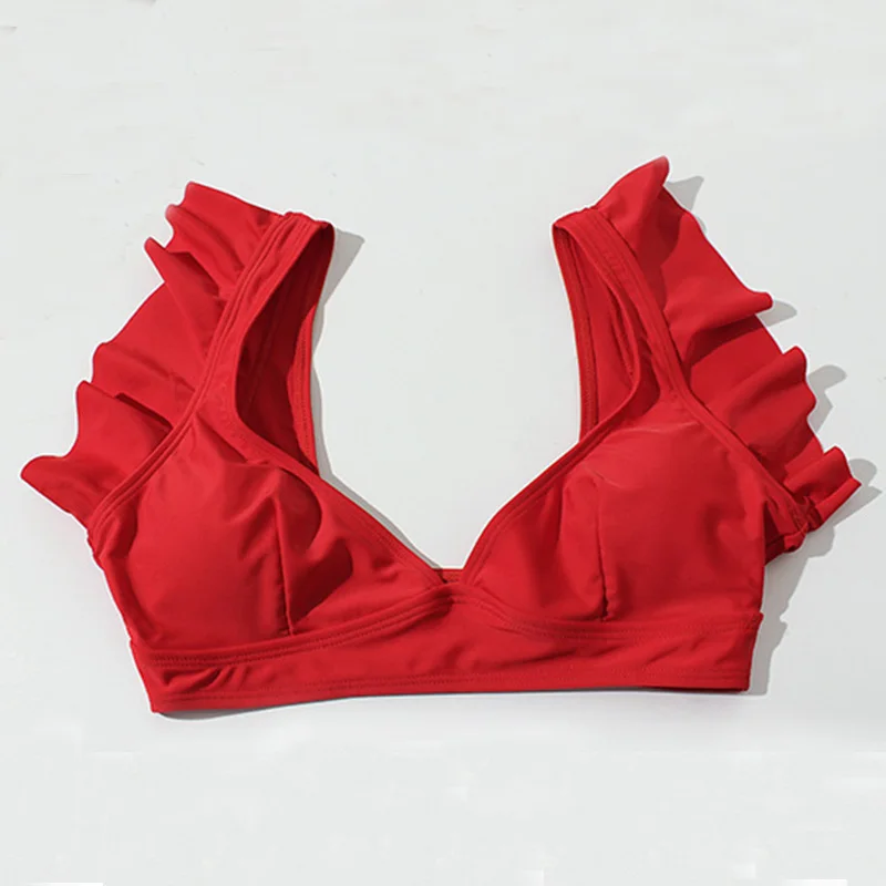 

Sexy High Waist Bikini 2020 Push Up Swimwear Women Ruffle Print Swimsuit Two Piece Set Bathing Suit Female Summer Beachwear New