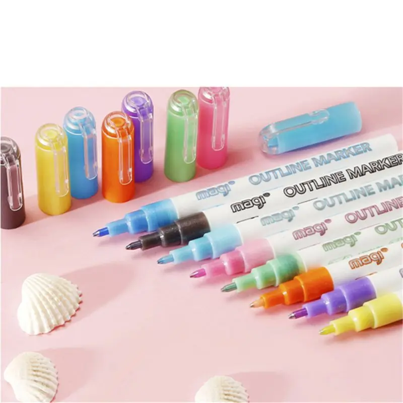

Self-outline Metallic Markers, 8pcs Double Line Pen BuIIet Journal Pens & Colored Permanent Pens for Kids, Adults Wholesalse