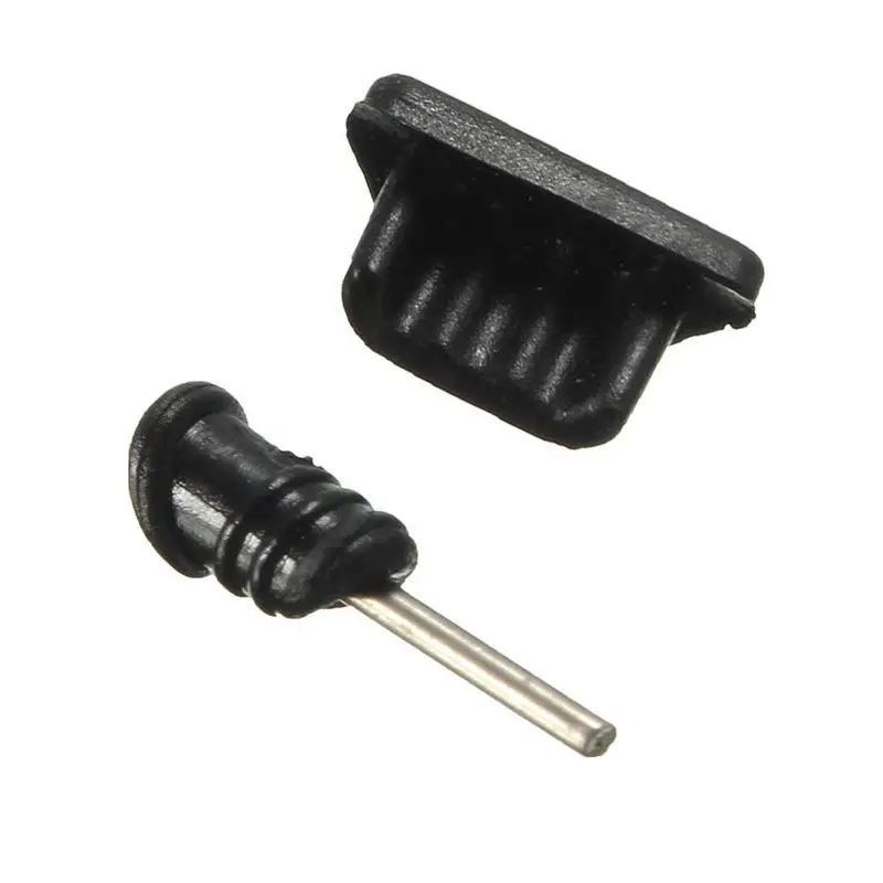Черная Пылезащитная Крышка 100 мм для разъема наушников и Micro USB телефона 3 5