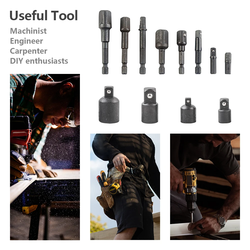 

12pcs Ratchet Wrench Extension Rod Impact Socket Tool Socket Adapter Set Chrome Vanadium Steel Conversion post Repair parts tool