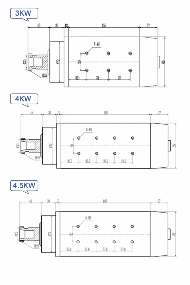 

3kw Air Cooled spindle 220V Spindle Motor For CNC Milling machine