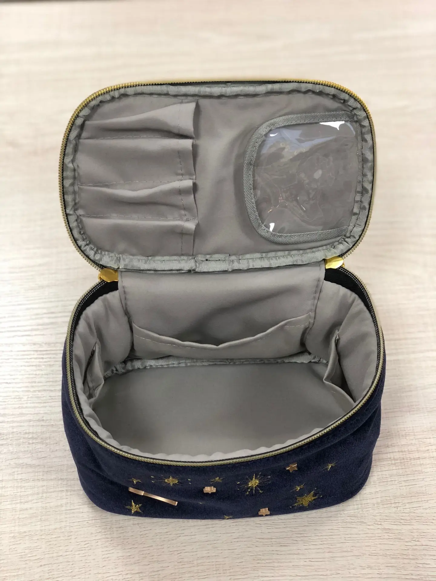 

Cute Velvet Embroidery Cosmetic Bag Travel Organizer Women Make Up Storage Bags Zipper Pouch With Moon Star Tassel Decoration