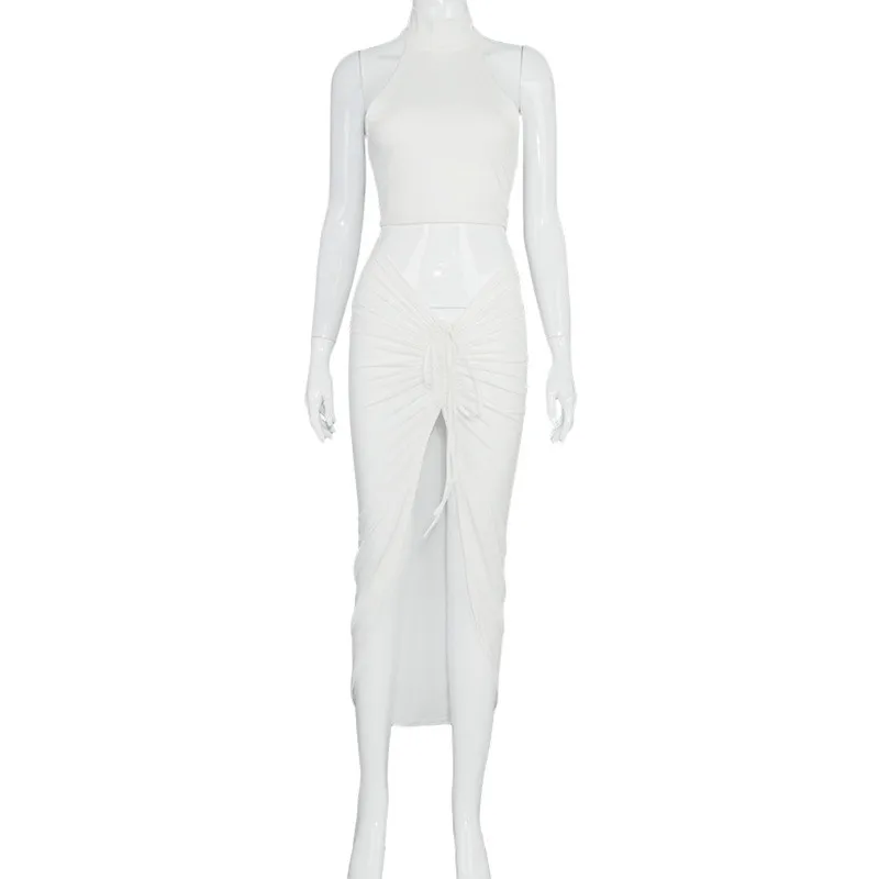 

2020 Autumn Winter Suit Set Women Two Piece Sets (Corp Tops+Skirt) Female Tracksuits Sexy Drawstring Solid Bodycon Suits Women