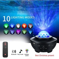 led star projector light galaxy starry sky ocean wave night light remote bluetooth usb music player home stage atmosphere lamp