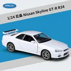 Модель автомобиля в масштабе 1:24 Nissan Skyline GT-R R34, литье под давлением, коллекционная Подарочная игрушка