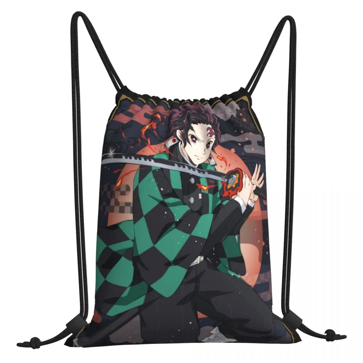 

Tanjirou Demon Slayer Anime Kawaii Drawstring Bags School Shoe Clothes Storage Multi-function Teen Portable Rucksack Pouch