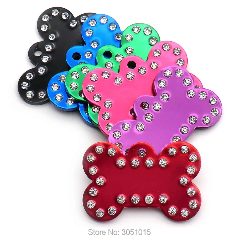 Оптовая продажа 100 шт. бирка со стразами для костей персонализированная