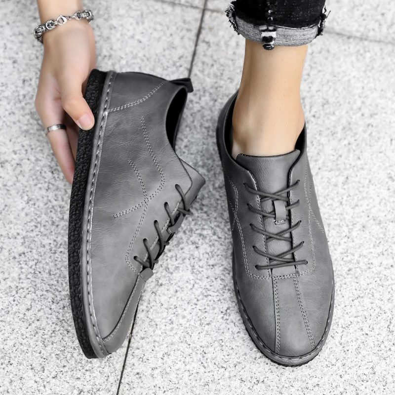 

2019 Men Leather Warm Flats Shoes Male Winter Shoes Fashion Men Snow Sneaker Male Ankle Boots Black Inside Men Shoes %CP827