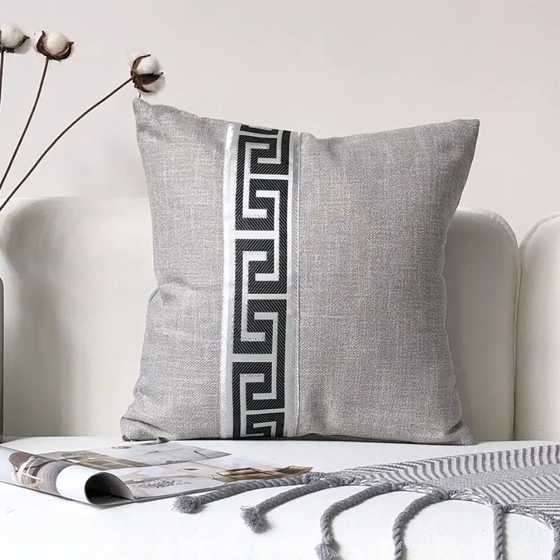 

New Modern European-style Plaid Patch Cotton and Linen Pillowcase Office Home Sofa Cushion Cover