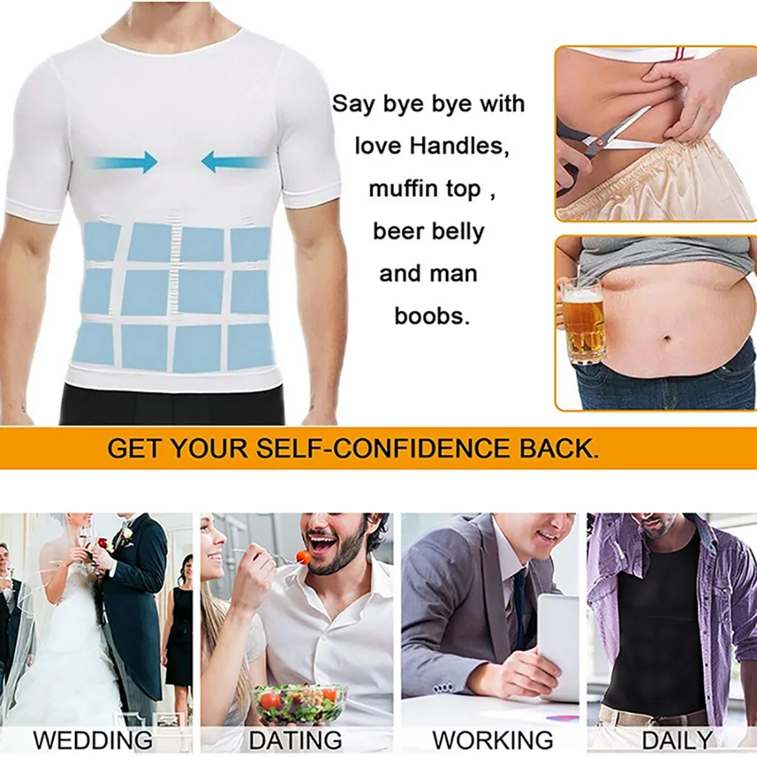 2021 Для мужчин средства ухода за кожей тонизирующий футболка Body Shaper корректировки