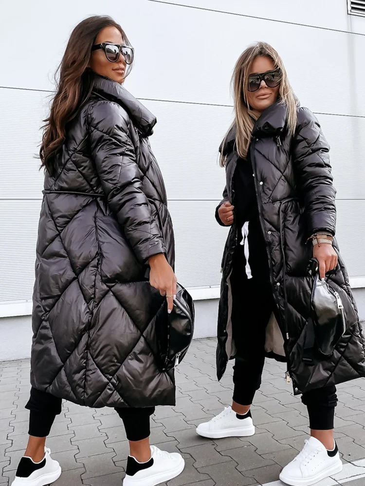 

Oversized Quilted Coats Women Casual Loose Long Sleeve Outerwear Zip Up Jacket Autumn Winter Streetwear Warm Cotton Padded Parka