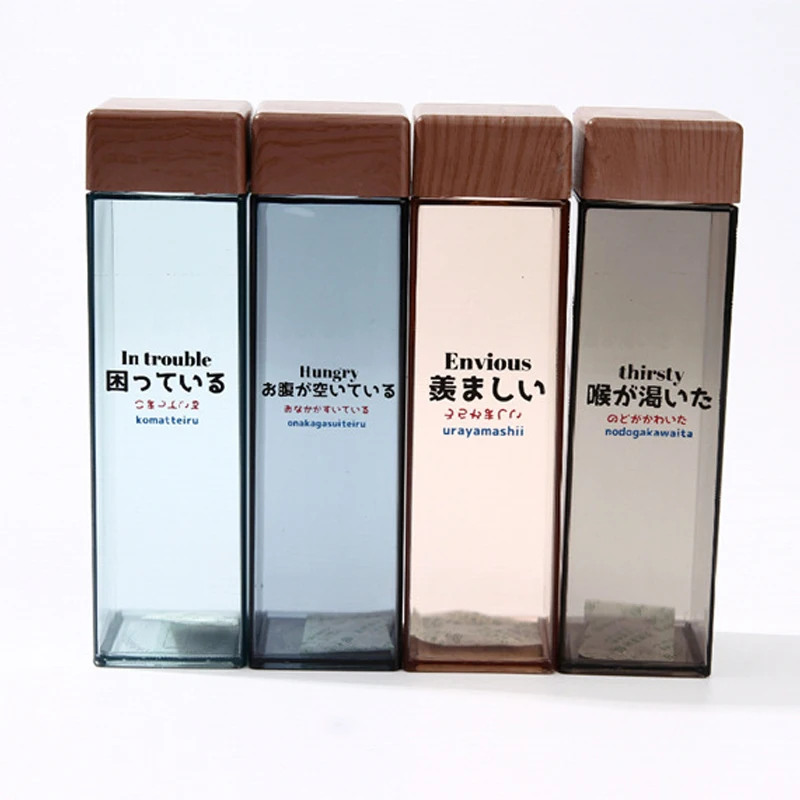 Квадратная бутылка для воды Спортивная школьная питья в японском стиле не