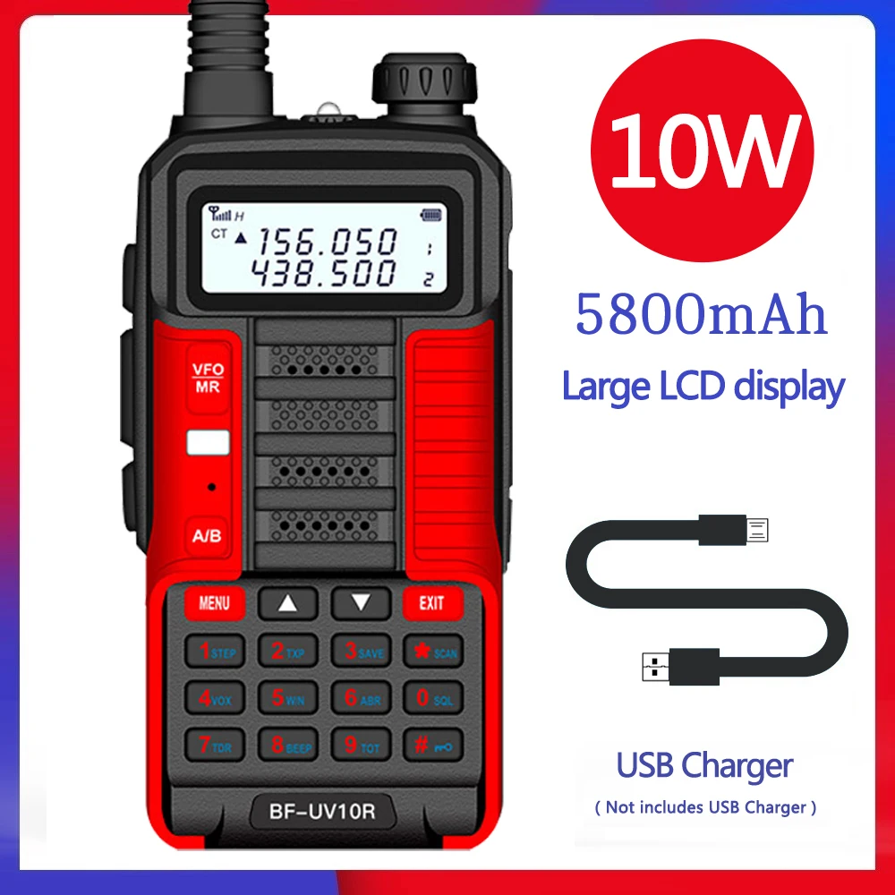 2021 BaoFeng UV 10R V2 плюс мощный иди и болтай Walkie Talkie CB радио коротковолновым приемником