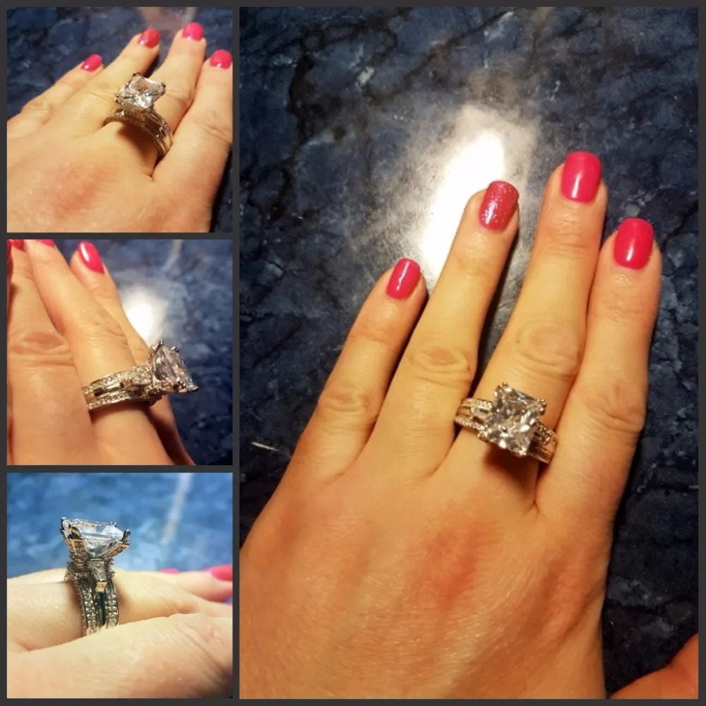 Женское Обручальное кольцо с Эйфелевой башней из серебра 925 пробы искусственным