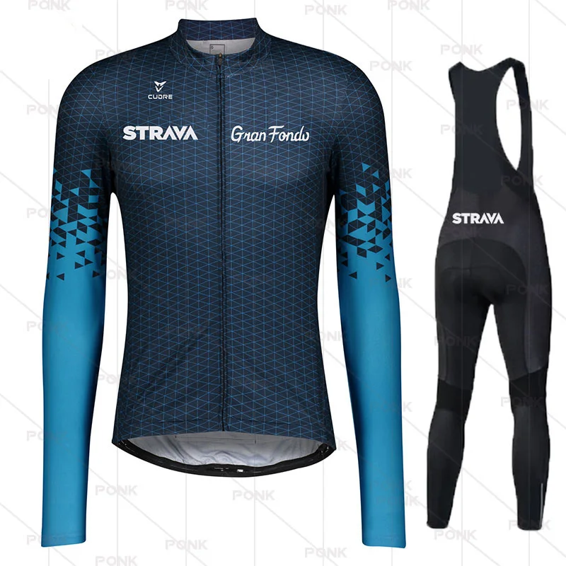 

STRAVA 2021 Long Sleeves Cycling Jersey Sets Mountain Bike Clothing Bicycle Breathable Clothes Autumn MTB Maillot Ropa Ciclismo