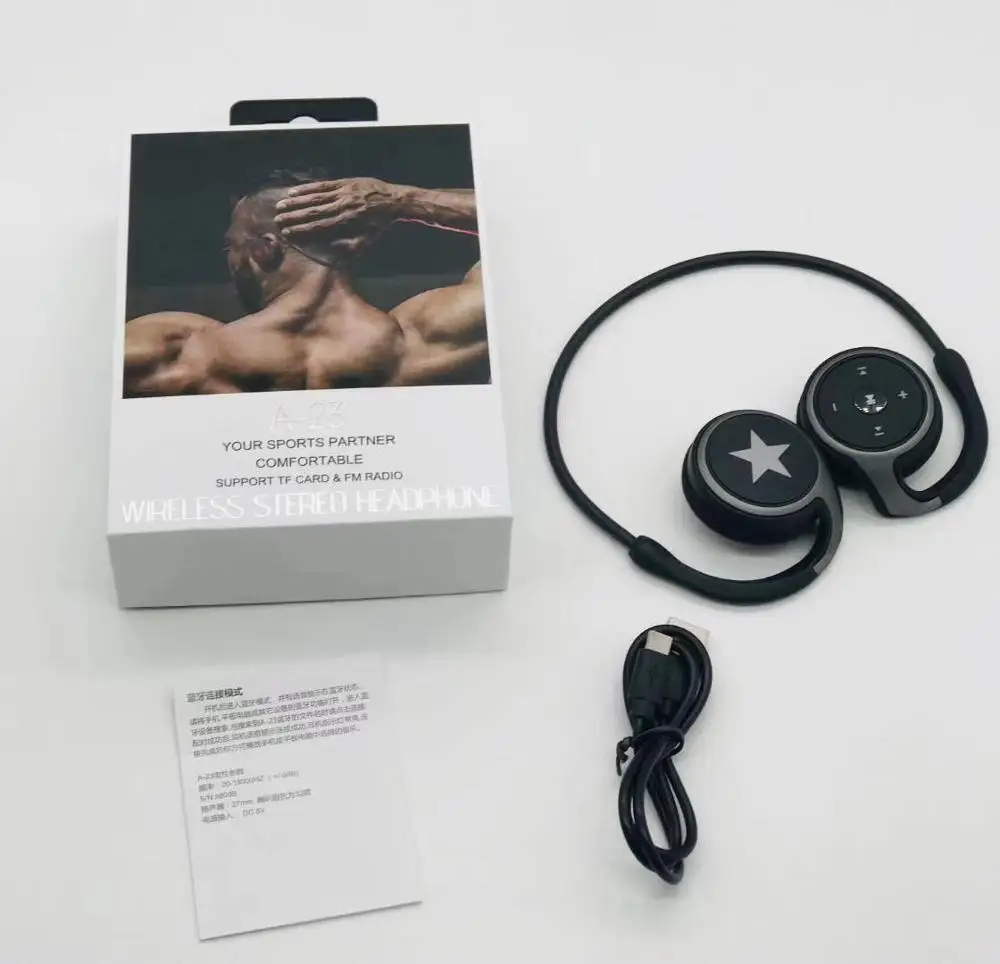 

A23 Wireless Sport Bluetooth Headphones MP3 Player FM Radio Microphone Headset Support TF Card Earphones For Outdoor Sports