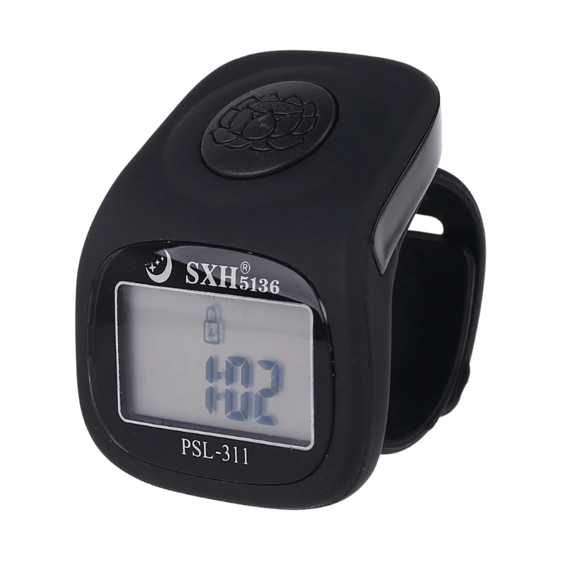 

6 Digital Finger Tally Counter 8 Channels with LED Backlight Time Chanting Prayer Silicone Ring Electronic Hand Counter