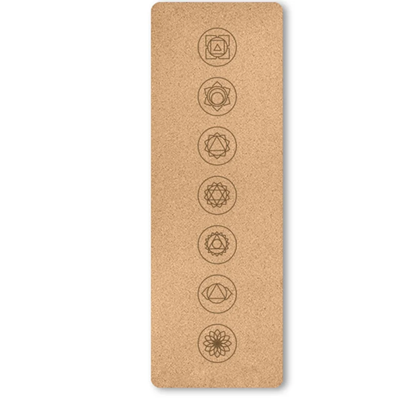 4 мм натуральный пробковый коврик для йоги из ТПЭ нескользящий с принтом фитнеса