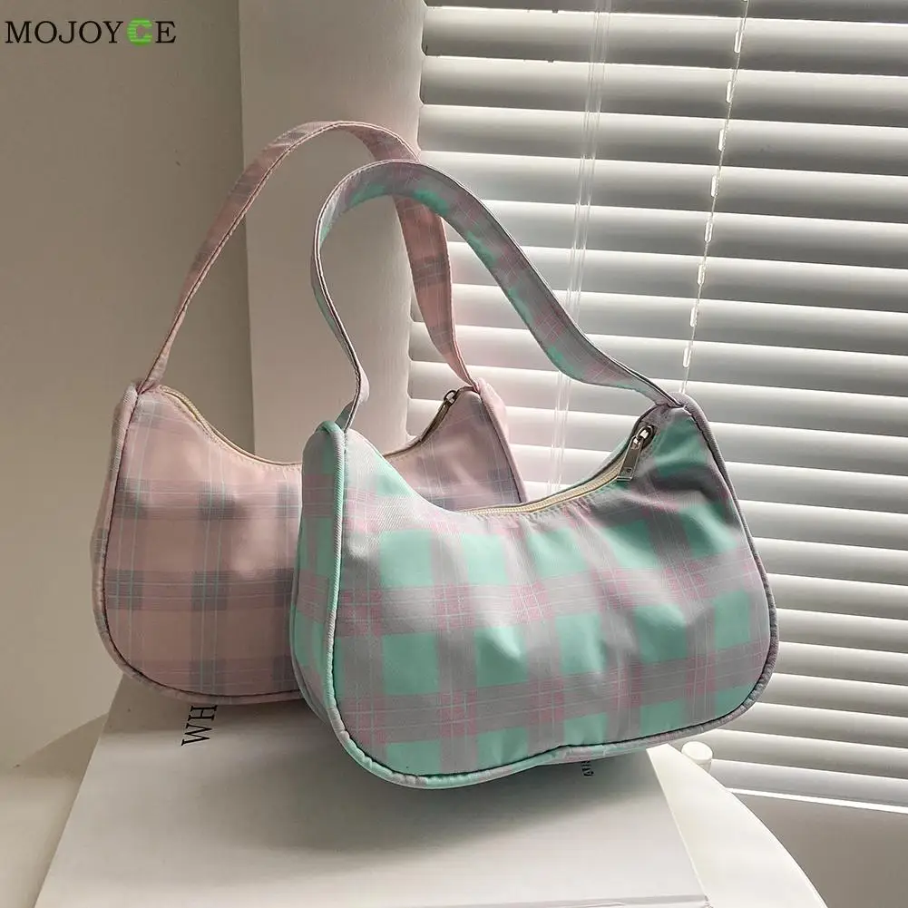 

Fashion Women Plaid Printing Shoulder Underarm Bag Casual Ladies Small Hobos Handbags Mini Purse