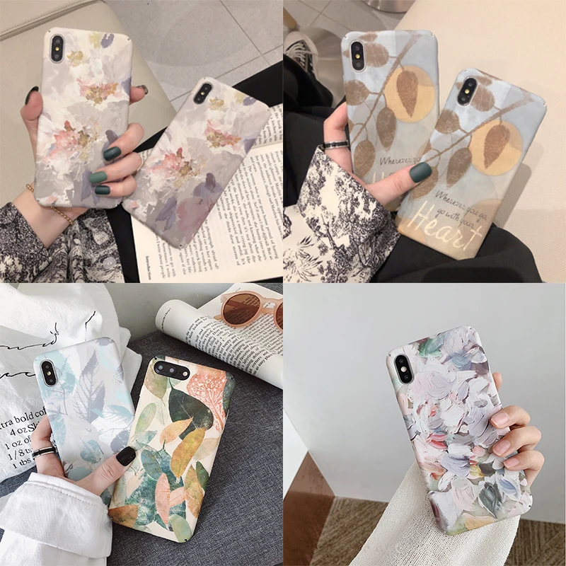 Винтажный жесткий чехол с цветочным рисунком для iPhone 7 8 Plus противоударный