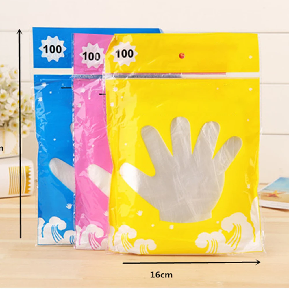 100 упаковок Пластиковые перчатки одноразовые пластиковые для мытья посуды
