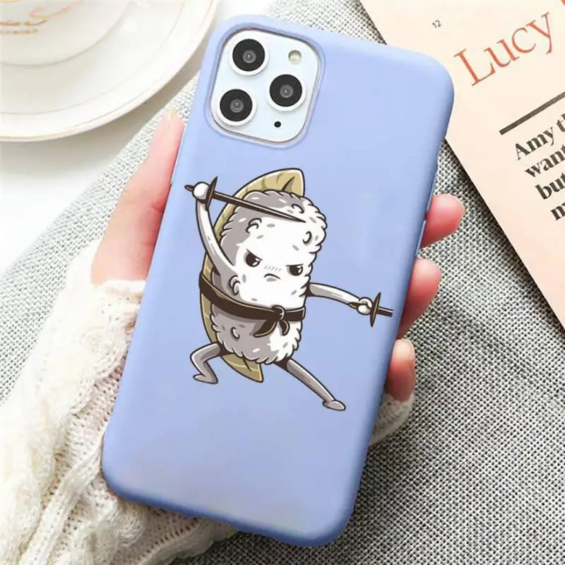 

Cute cartoon comic funny sushi Phone Case Candy Color for iPhone 11 12 mini pro XS MAX 8 7 6 6S Plus X SE 2020 XR