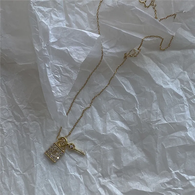 RUIYI 925 стерлингового серебра для женщин ключ замок кулон ожерелье девочек подарок