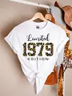Леопардовый принт Ограниченная серия 1979 рубашка 42nd подарок на день рождения год 1979 рубашка 42nd день рождения T-shirt100 % хлопок kawaii одежда с открытыми плечами