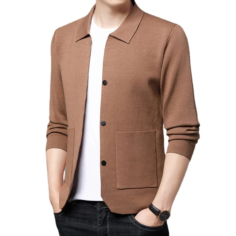 New Clothing Men Knitwear Cardigan Business Casual Jacket Button up Cotton Sweater with Pockets Knit Coat/Casual Sweater S-3XL