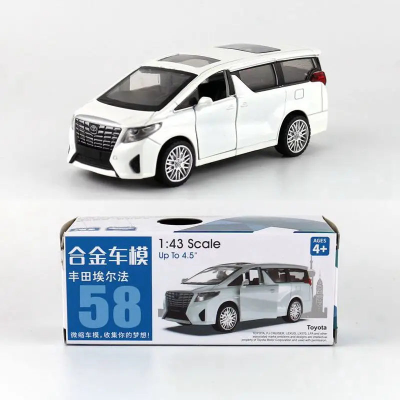 1:43 Toyota Alphard MPV модель автомобиля из сплава с откидной крышкой литая металлическая
