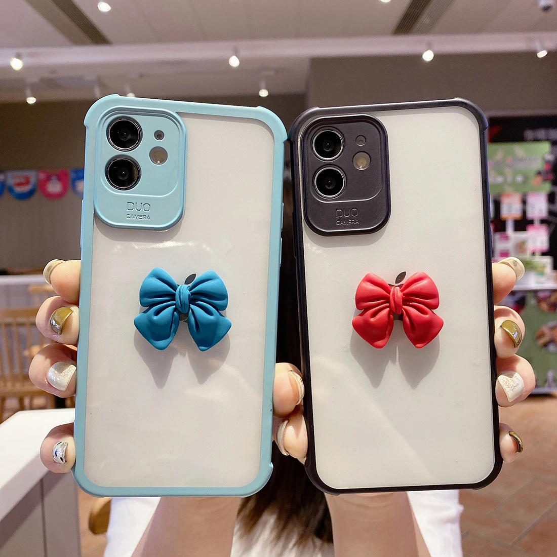 

Luxury Bowknot Transparent Camera Protection Phone Case, Suitable For iPhone 12 11 Pro SE XsMax 8 7 Plus Silicone Back Cover