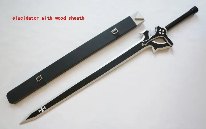 wood sheath Лучшее качество элюцидатор деликатная версия Кирито Косплей дерево с бесплатным деревянный меч держатель меч высокое мастерство SAO11 - Цвет: wood sheath