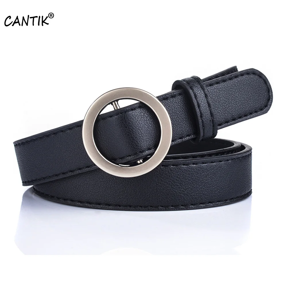 

CANTIK Fashion Design Ring Pattern Decorative Buckles Genuine Leather Belts for Women Clothing Accessories 2.3cm Width FCA083