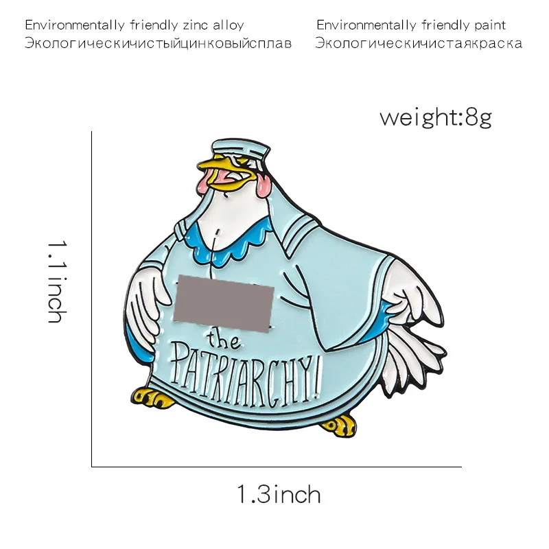 Мультфильм значок против Патриархии петух животное Броши для женщин креативный