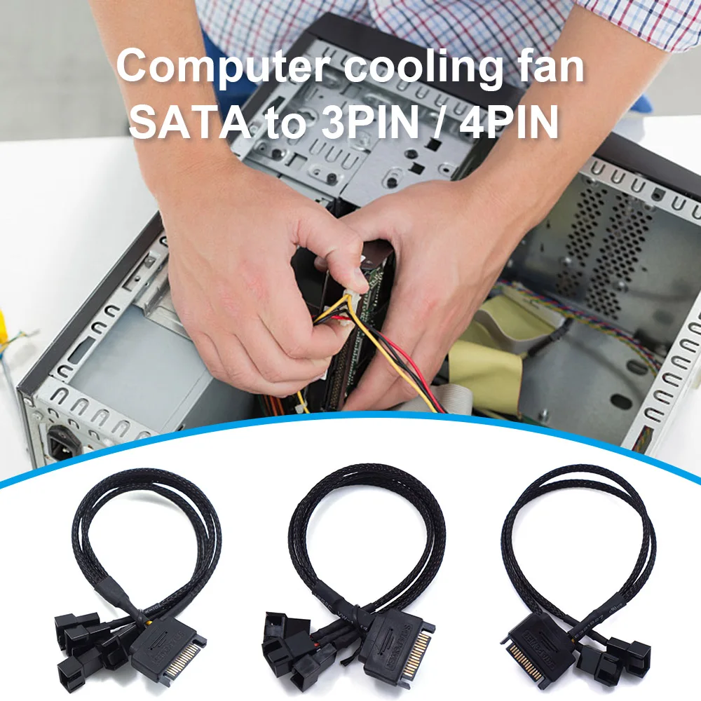 

SATA 15Pin 1 To 2/3/4 Computer Cooling Fan Splitter Hub Converter Adapter PWM Temperature Power Cable