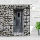Ретро-занавеска для душа в виде старой деревянной двери, винтажный каменный дом, кирпичная стена, городской пейзаж, водонепроницаемая ткань, декор для ванной комнаты, занавеска для ванной s