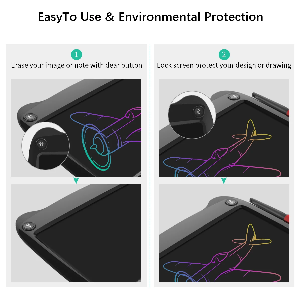 9 дюймовый ЖК планшет для письма рисования экологически чистый и умный бизнес