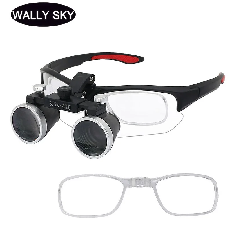 2.5X/3.5X Dental Loupes Binocular Magnifier Ultralight Eyeglasses for Dentistry Surgical Pupil Adjustable Medical Magnifier