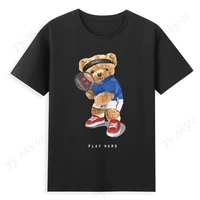 teddy bear t shirt fashion mens clothing high quality pure cotton t shirt cute kawaii malefemale black bear pattern t shirt