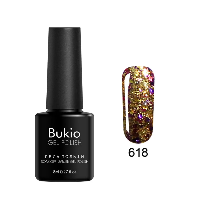 618 Bukio великолепный блестящий гель УФ-лак для ногтей синий ослепительный Алмазный Фиолетовый лак Полупостоянный Блестящий Гибридный лак из розового золота - Цвет: 618