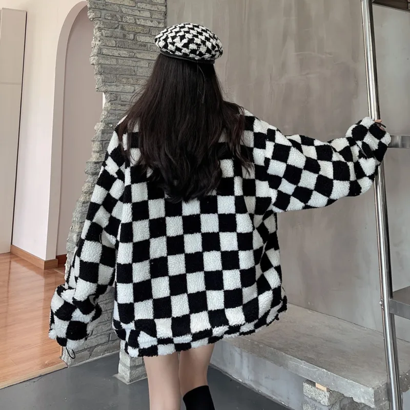 Зимняя женская куртка с сетчатым принтом плотная теплая двухсторонняя одежда