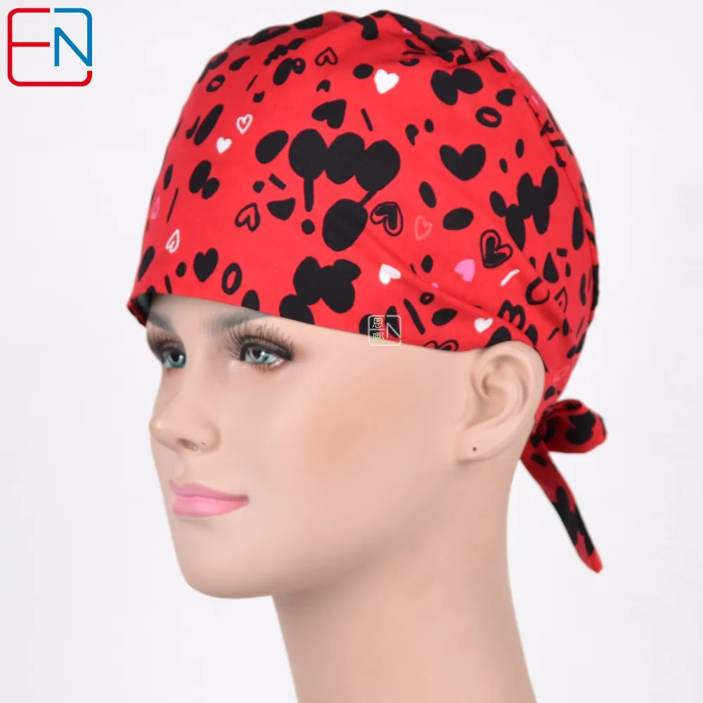 

Hennar Scrub Caps Design Nurse Uniforms Adjustable 100% Cotton Doctor Beauty Hats