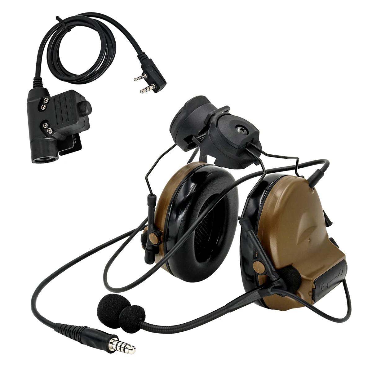COMTAC II Helmet Bracket Version Headphones Pickup Noise Reduction Hearing Protection Tactical Headset CB +U94 kenwood 2 pin ptt