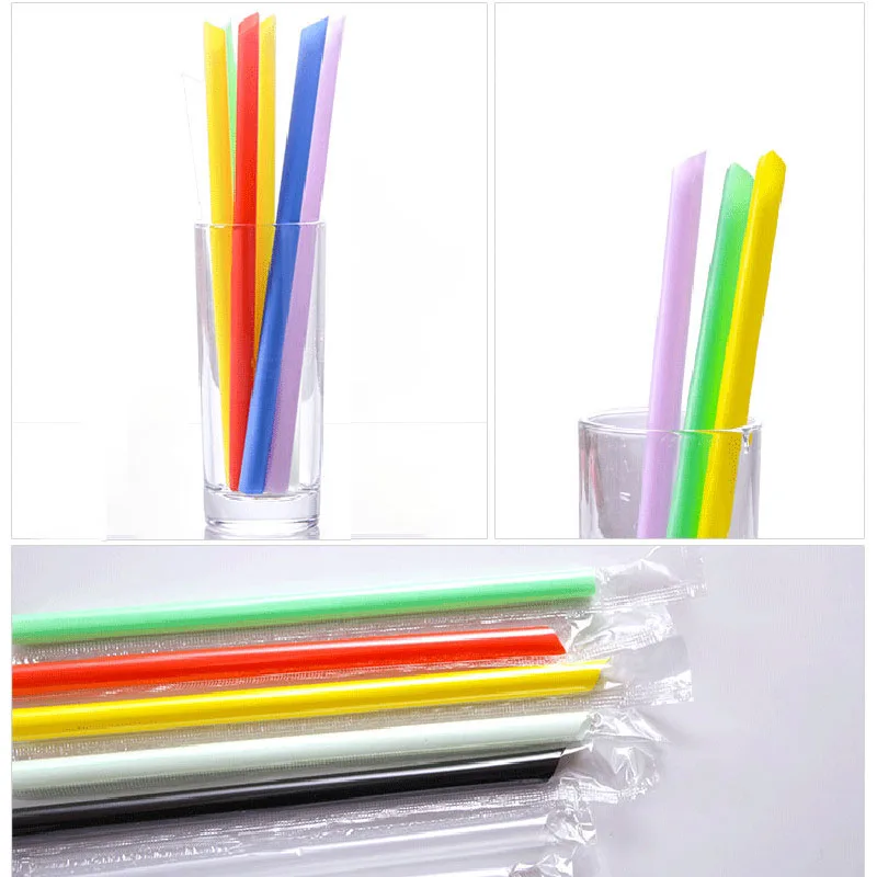 100pcs 1cm Wide Disposable Drinking Straws - Mixed Colors Plastic Beverage Straws - Pearl Milk Tea Plastic Straws - Party Bar Supply image 3