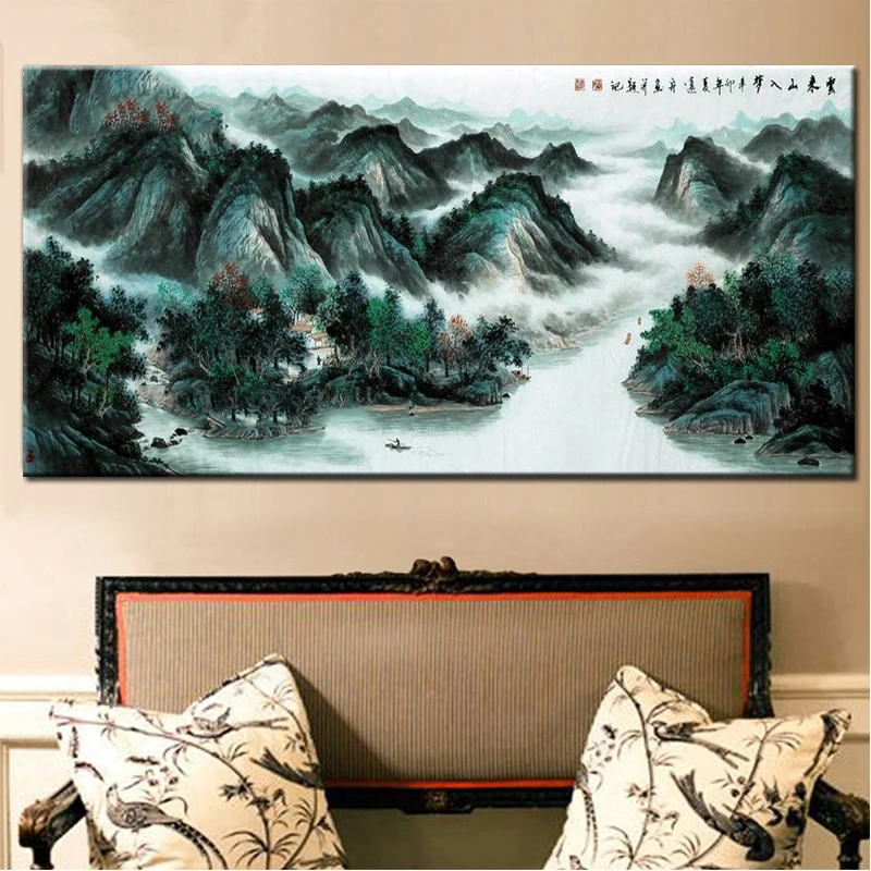 

diamond painting landscape painting chinese style cross stitch embroidery mosaic rhinestone arts square round diy hand drill
