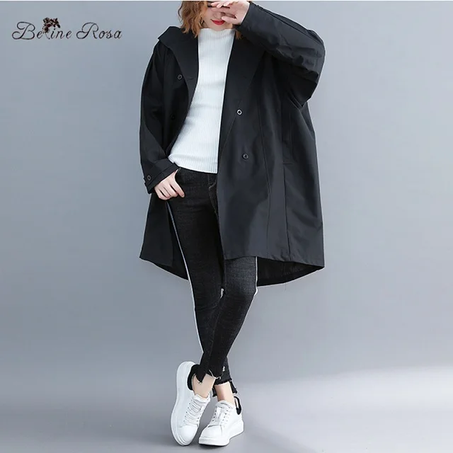 black 4XL 5XL 6XL Большие Размеры Пальто Женщин BelineRosa, Мода Письмо Печати в Спину, Повседневные Пальто для Женщин, HL000026, большие размеры - Цвет: black