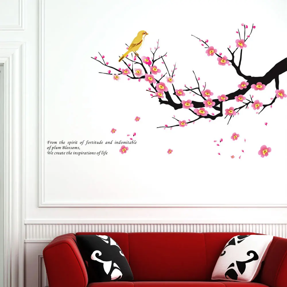 Цветы сливы детские наклейки на стену съемные для детской спальни