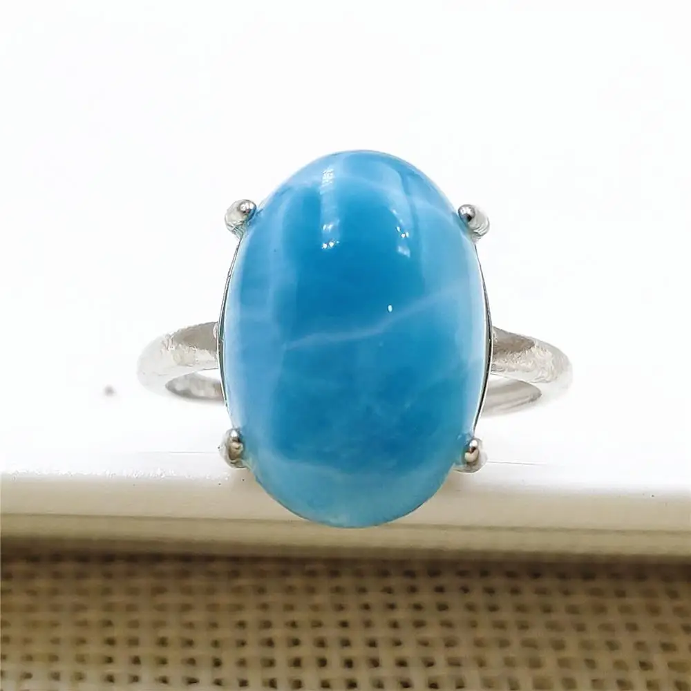 Высшее качество натуральный Ларимар темно-синее регулируемое кольцо 16x11 мм Dominia
